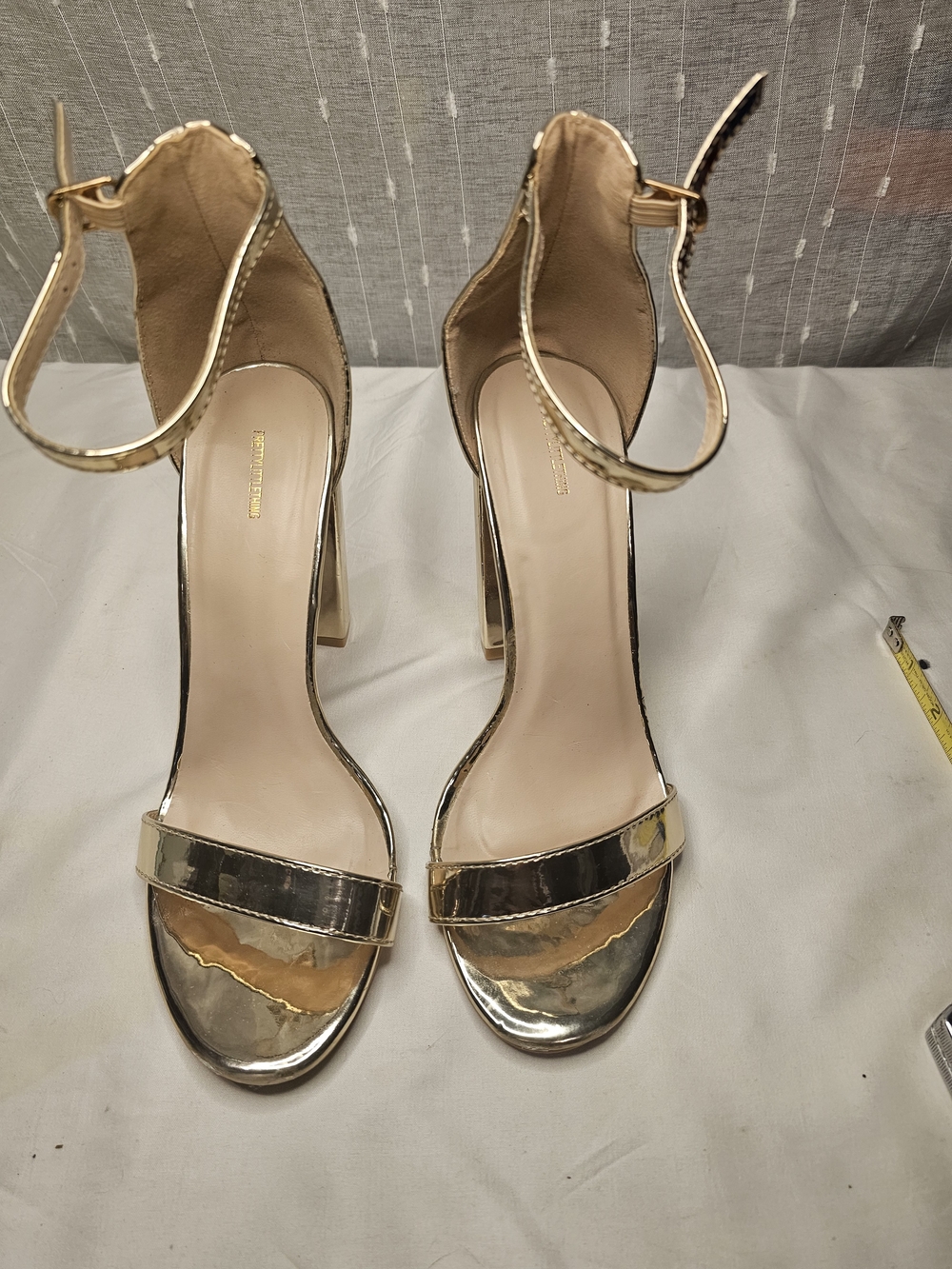 Women’s Gold Ankle-Strap Heeled Sandals